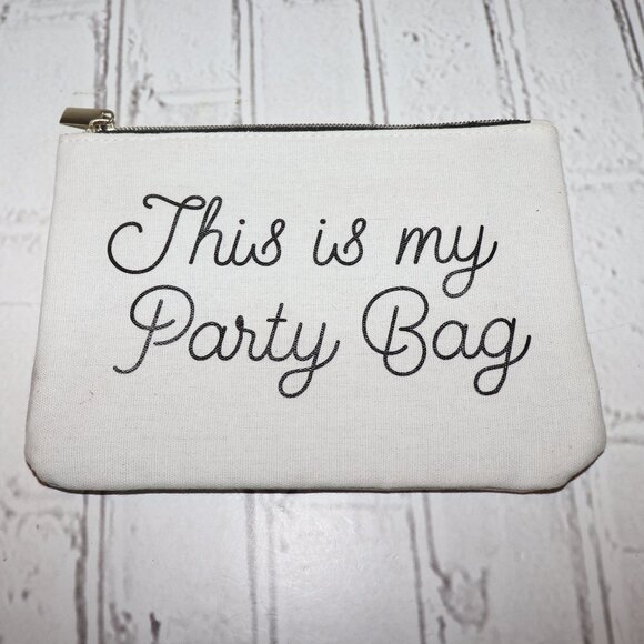 🖤🎉 “This Is My Party Bag” Makeup Pouch · Black + White · OS - Picture 1 of 4